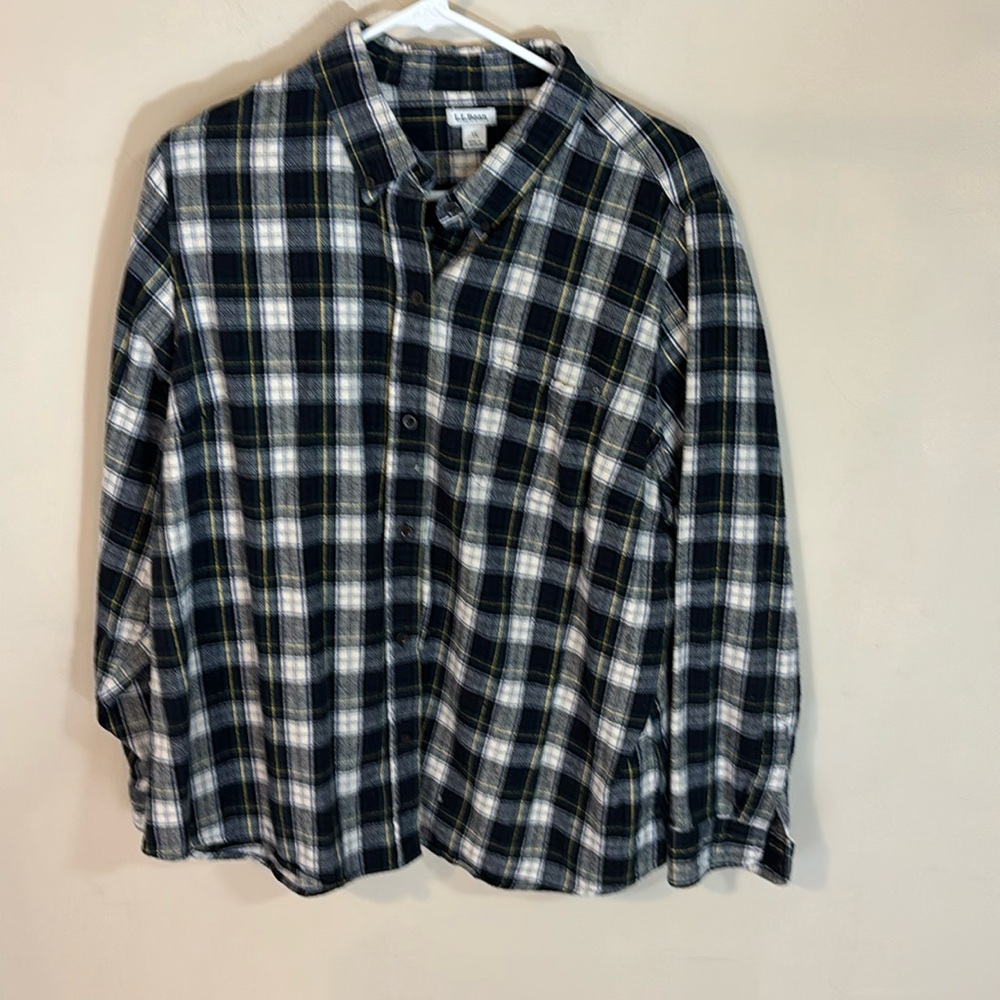 L L Bean Plaid Flannel Button Down Shirt Plus Size 1X
